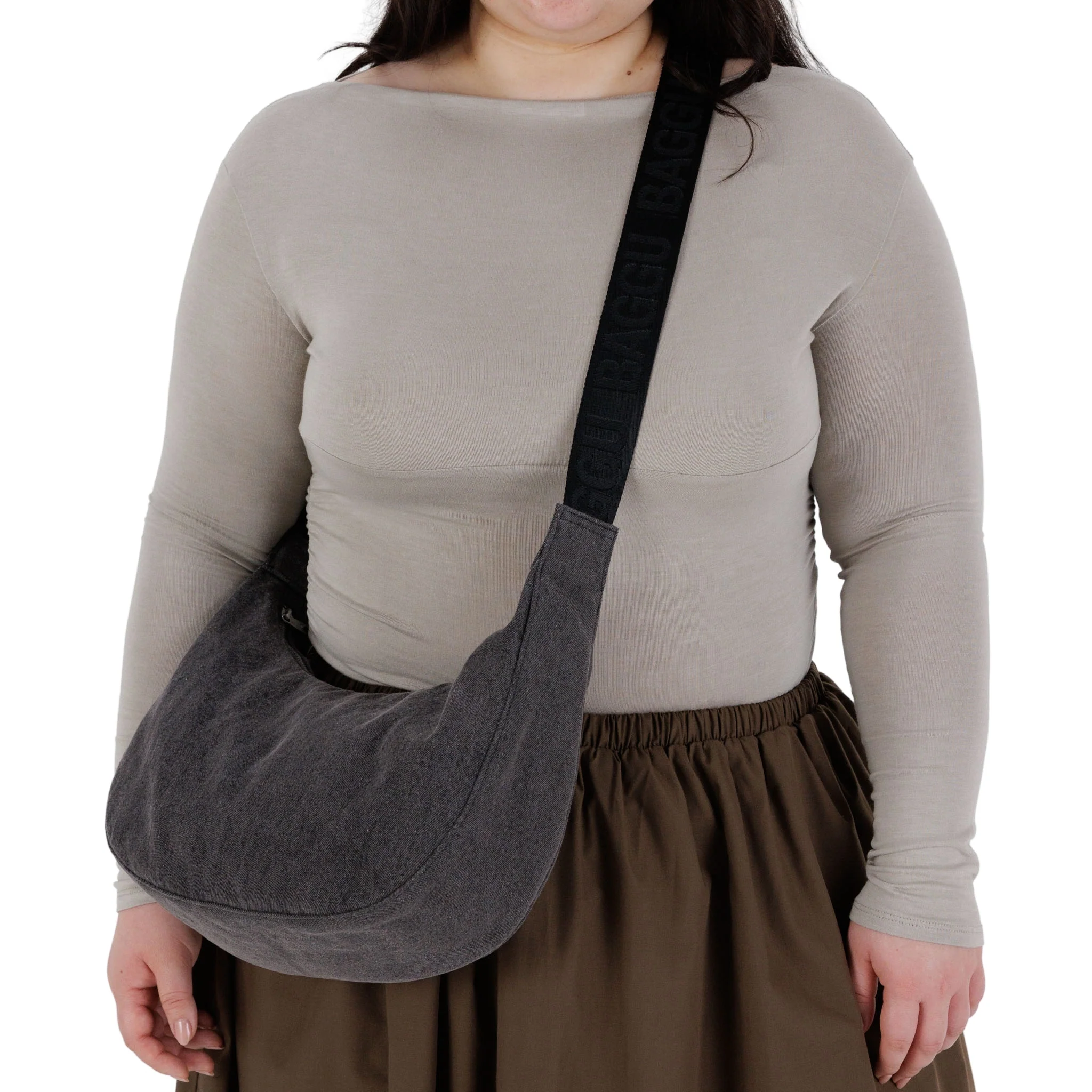 Baggu Medium Denim Crescent Bag - Image 2