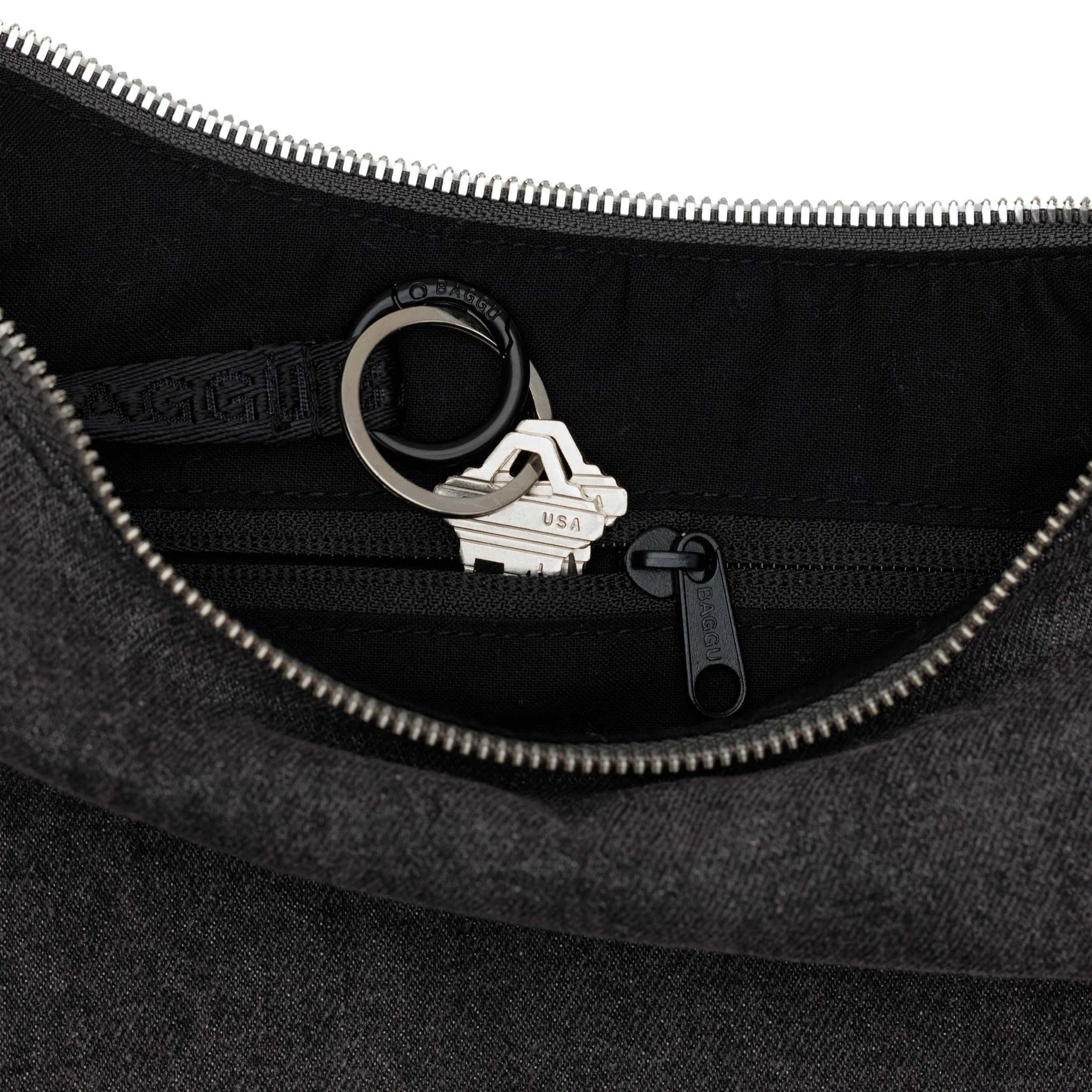 Baggu Medium Denim Crescent Bag - Image 3