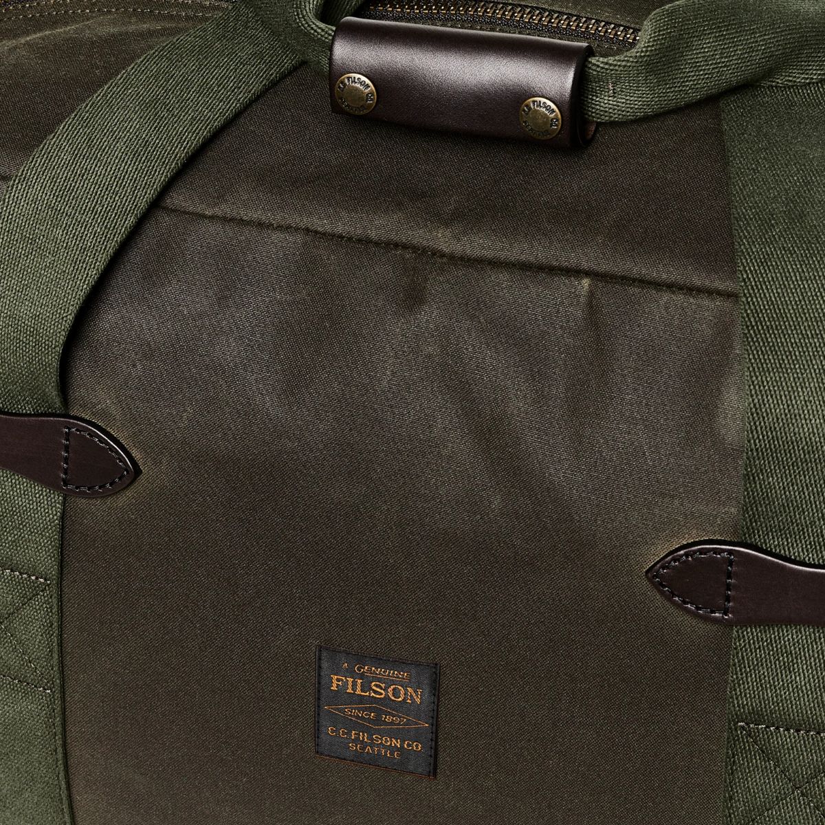 Filson Medium Tin Cloth Duffle Bag Otter Green - Image 8