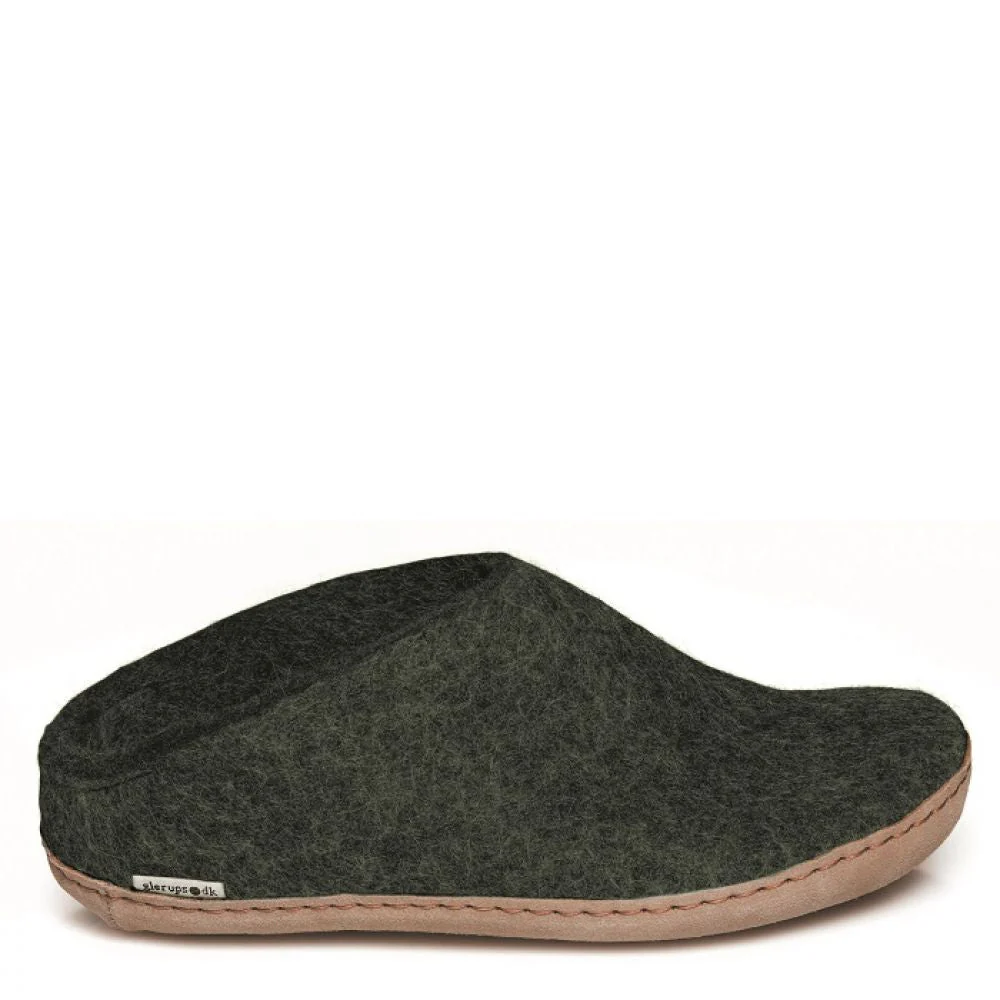Glerups Open Heel Leather Sole in Forest - Image 4