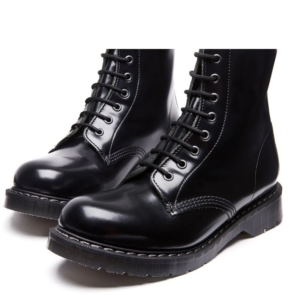 Solovair 11 Eye Derby Boot in Black Hi-Shine - Image 3