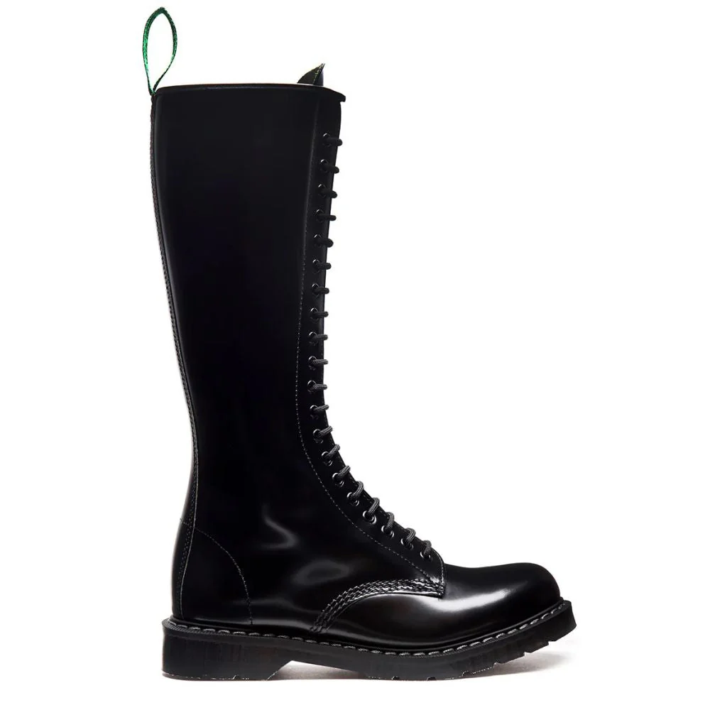 Solovair 20 Eye Zip Derby Boot in Black Hi-Shine - Image 3