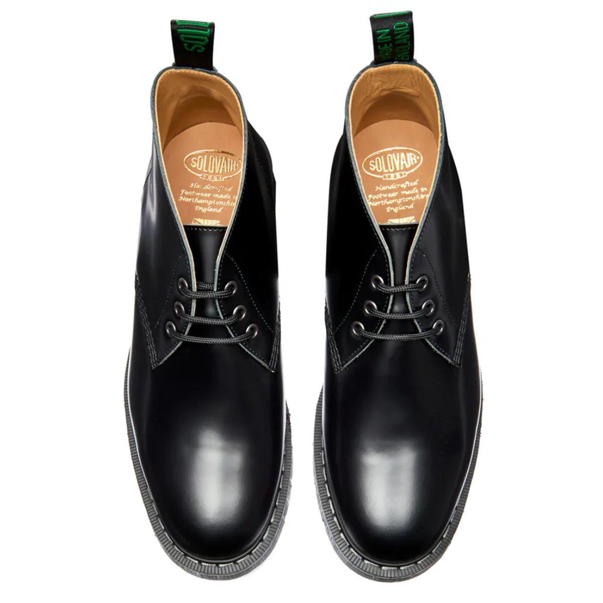 Solovair 3 Eye Chukka Boot in Black Hi-Shine - Image 4