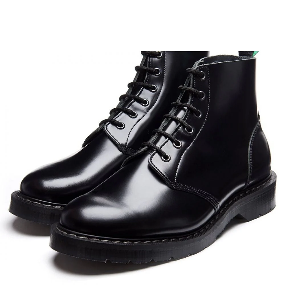 Solovair 6 Eye Astronaut Boot in Black Hi-Shine - Image 3