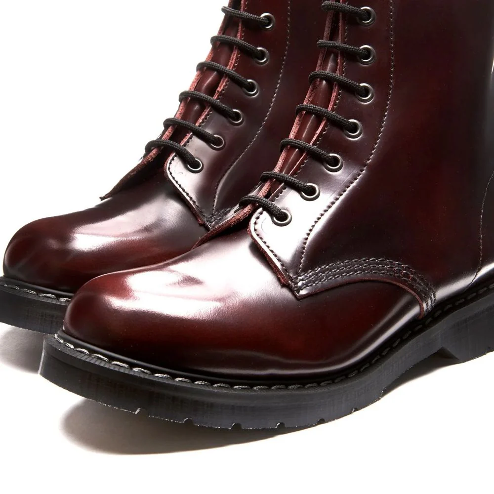 Solovair 8 Eye Derby Boot in Burgundy Rub-Off - Image 3
