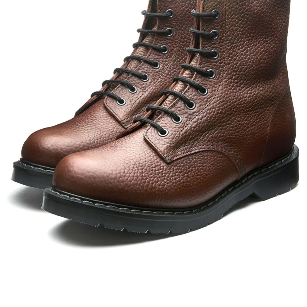 Solovair 8 Eye Derby Boot in Gaucho Brown Grain - Image 3