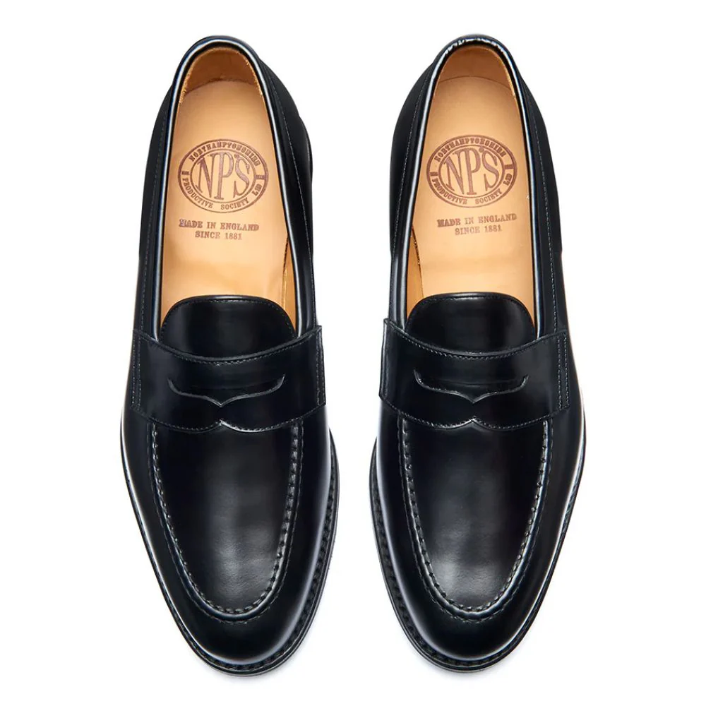 Solovair Penny Loafer in Black Hi-Shine - Image 3