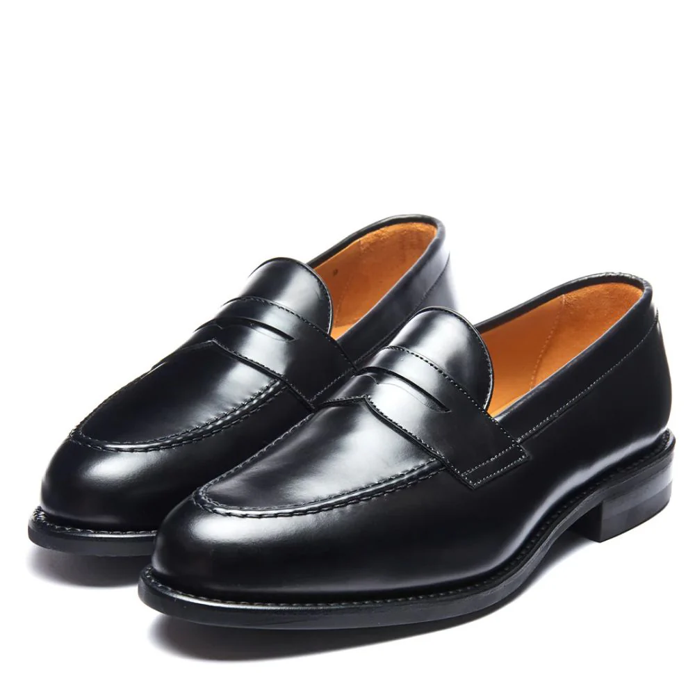 Solovair Penny Loafer in Black Hi-Shine - Image 4