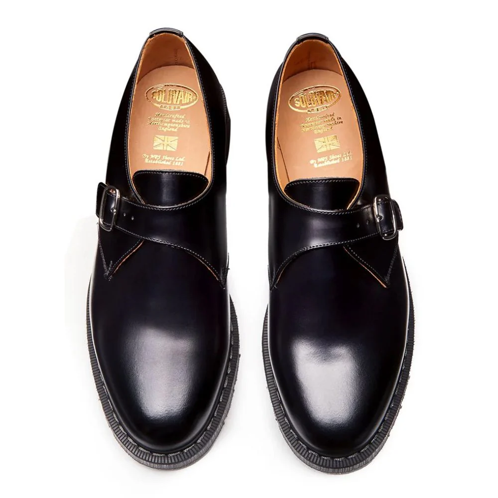 Solovair Single Buckle Monk in Black Hi-Shine - Image 4