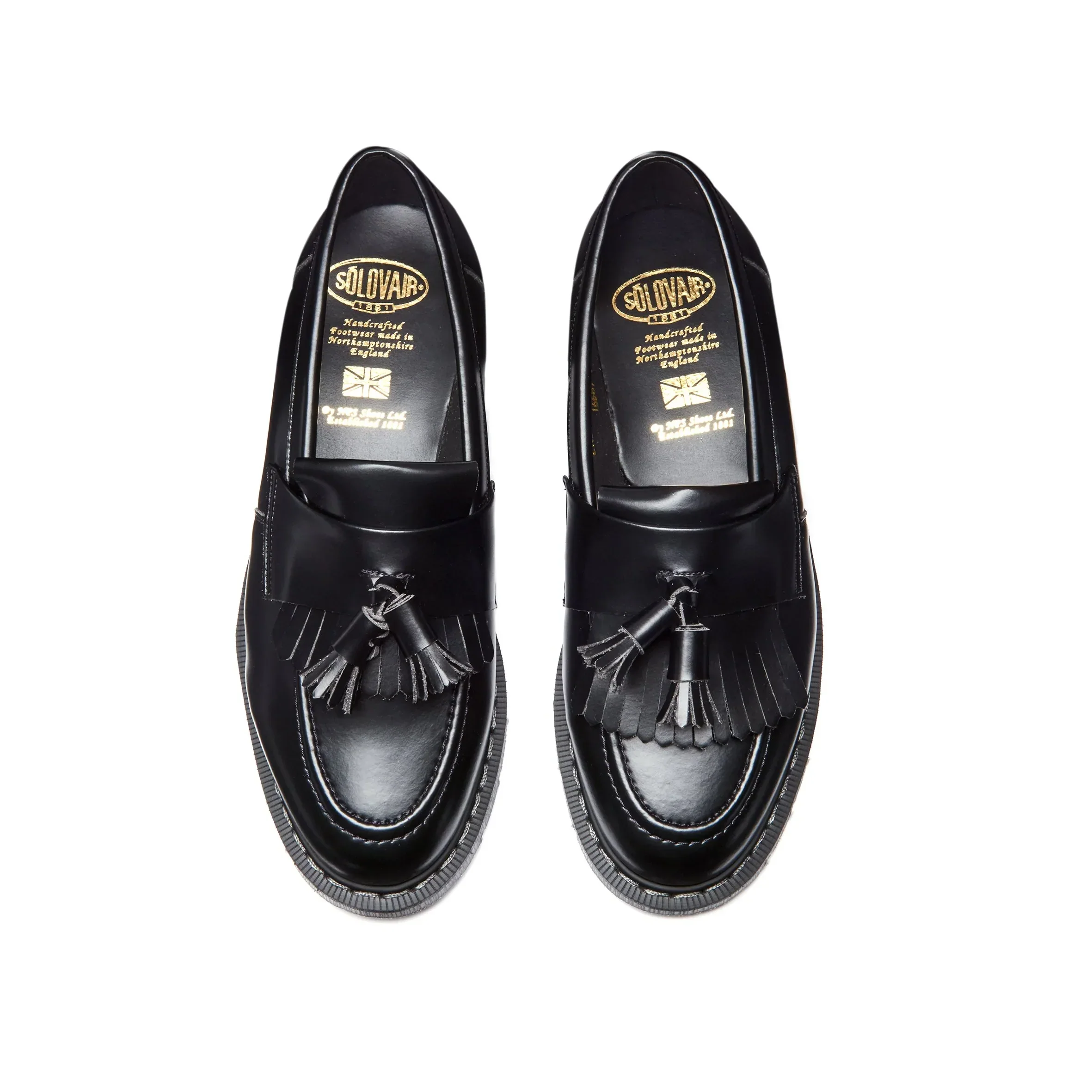 Solovair Tassel Loafer Vegan in Black Hi-Shine - Image 4