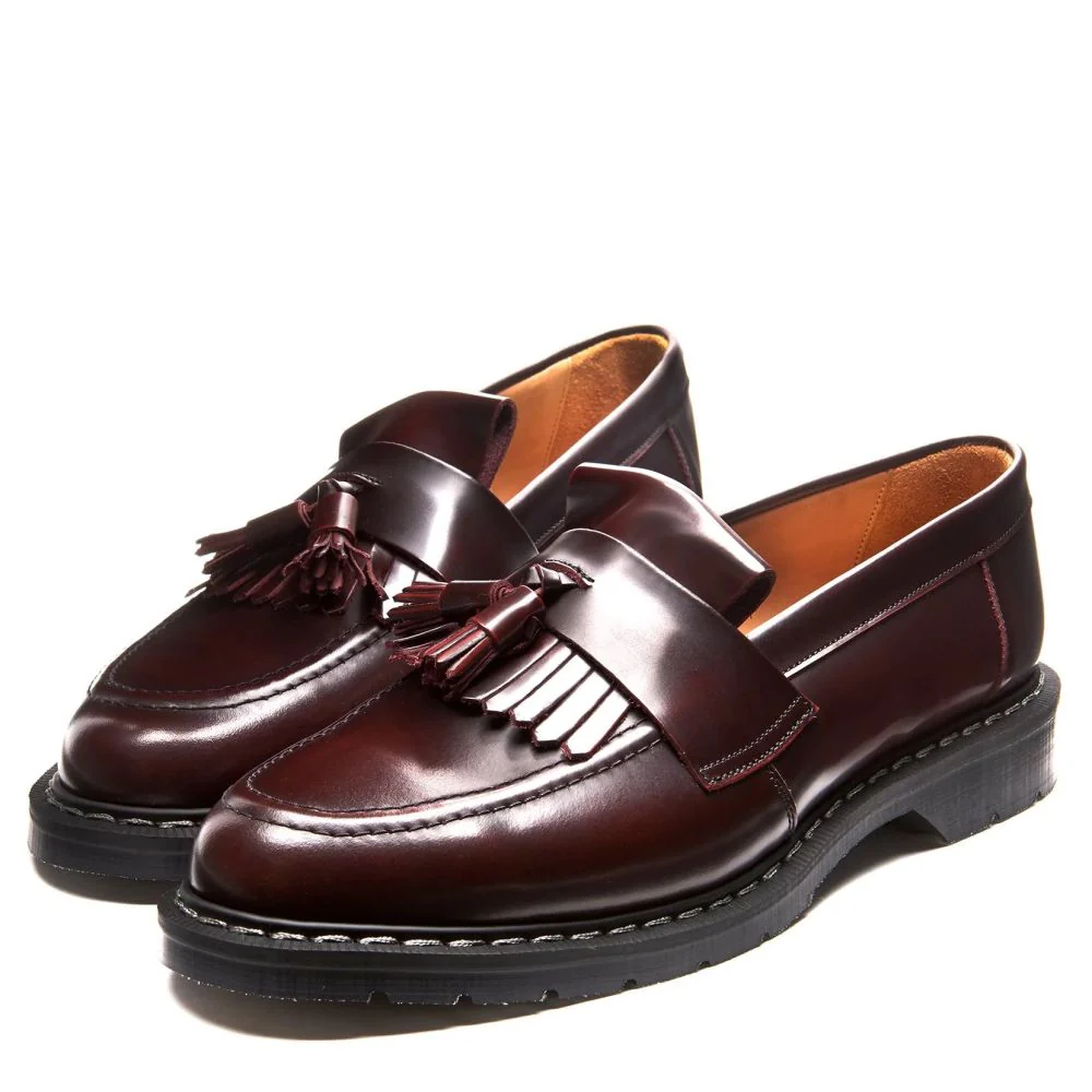 Solovair Tassel Loafer in Burgundy Rub-Off - Image 3