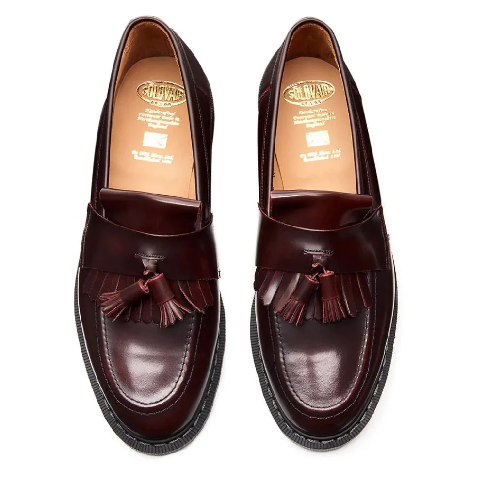 Solovair Tassel Loafer in Burgundy Rub-Off - Image 4